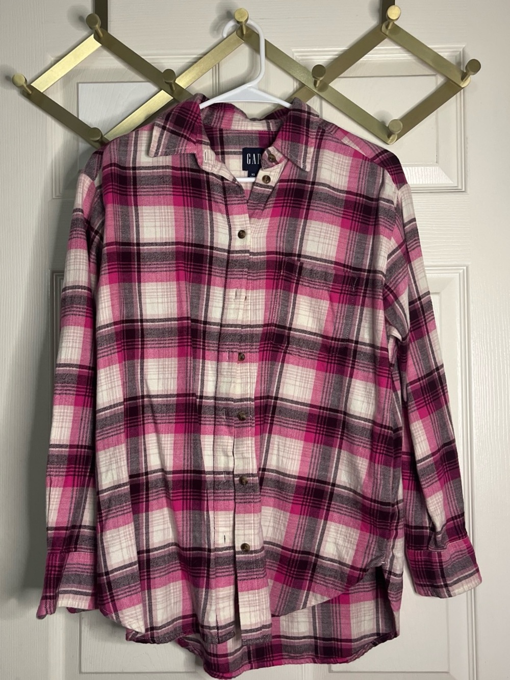 GAP Pink Plaid Button-Up Shirt